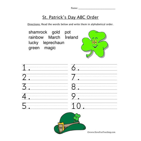 Alphabetical Order Worksheet 54