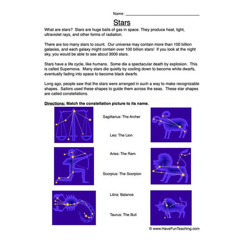Stars Worksheet