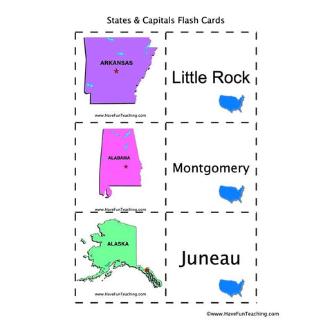 State Capital Flash Cards