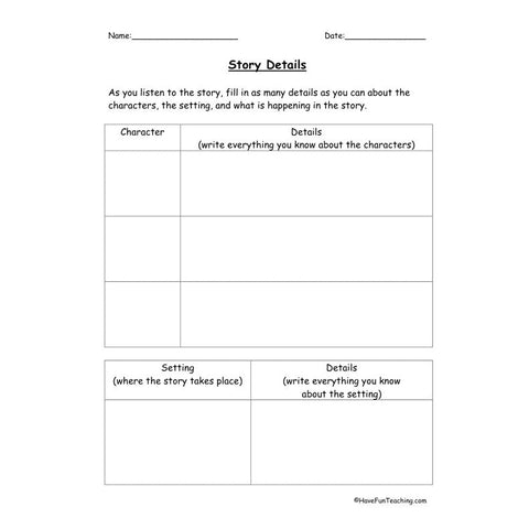 Story Elements Graphic Organizer 2
