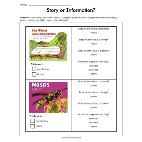 Story or Information Worksheet