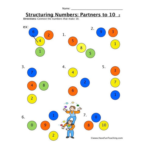 Structuring Numbers Partners to Ten Worksheet 3