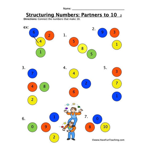 Structuring Numbers Partners to Ten Worksheet 4