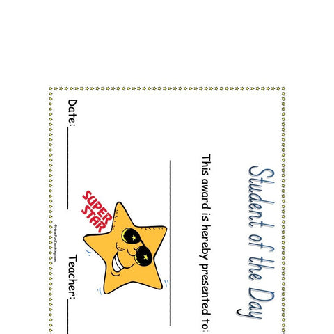 Student of the Day Award Worksheet