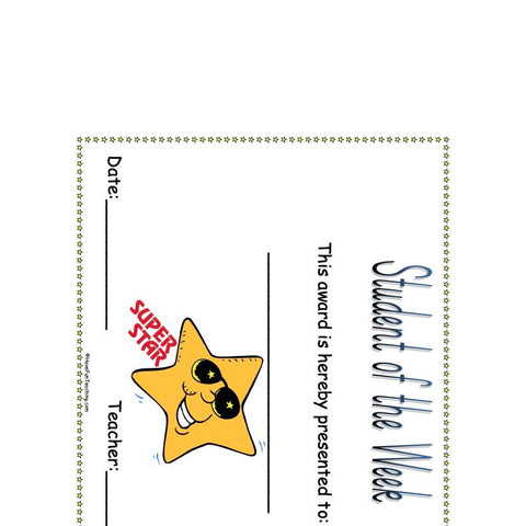 Student of the Week Award Worksheet