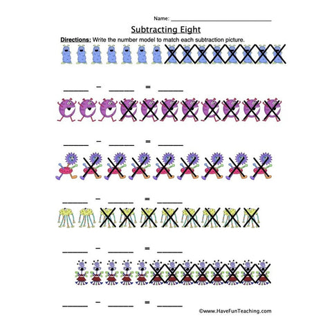 Subtract Eight Worksheet