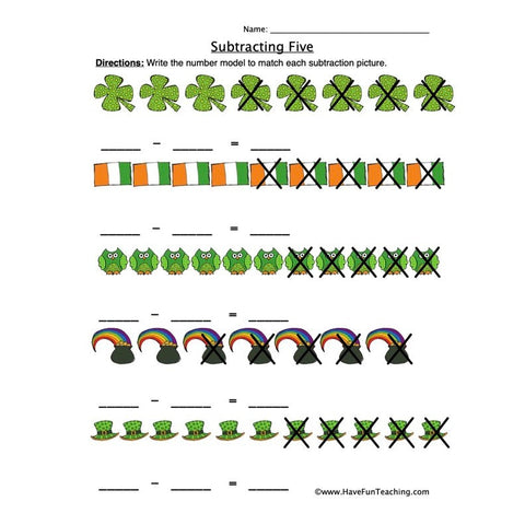 Subtract Five Worksheet