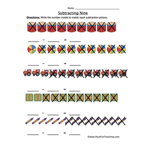 Subtract Nine Worksheet