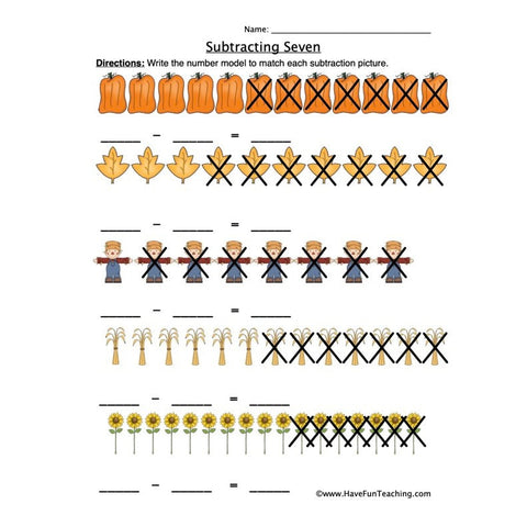 Subtract Seven Worksheet