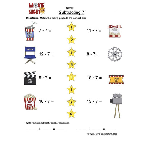 Subtract Seven Worksheet 2