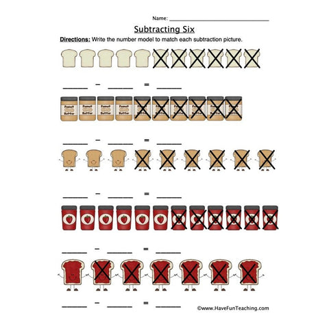 Subtract Six Worksheet