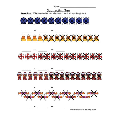 Subtract Ten Worksheet