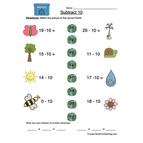 Subtract Ten Worksheet 2