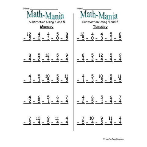 Subtraction 4 Worksheet