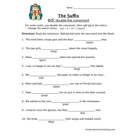 Suffix Ed Worksheet 2