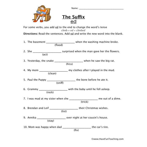 Suffix Ed Worksheet 4