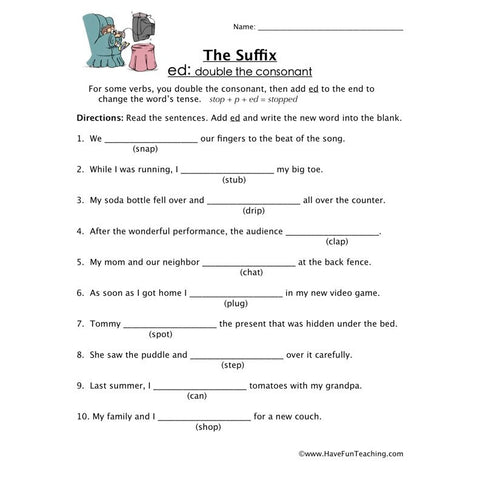 Suffix Ed Worksheet 5