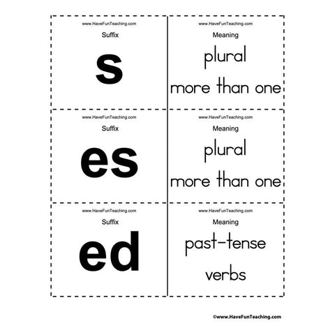 Suffix Flash Cards