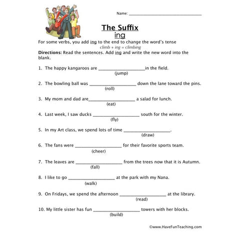 Suffix Ing Worksheet