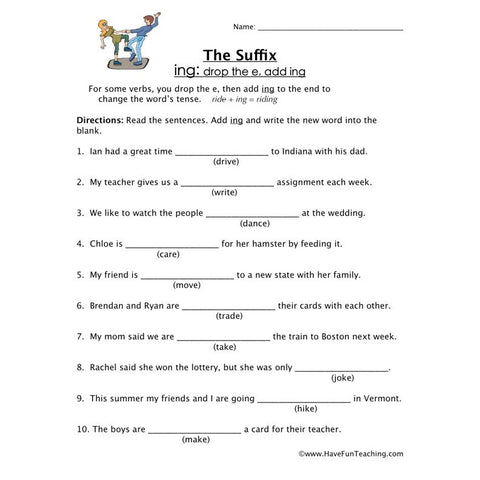 Suffix Ing Worksheet 3