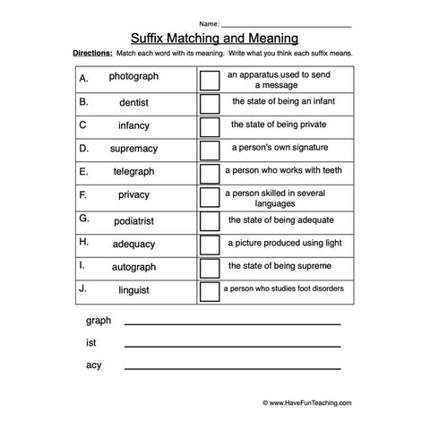 Suffix Worksheet 2