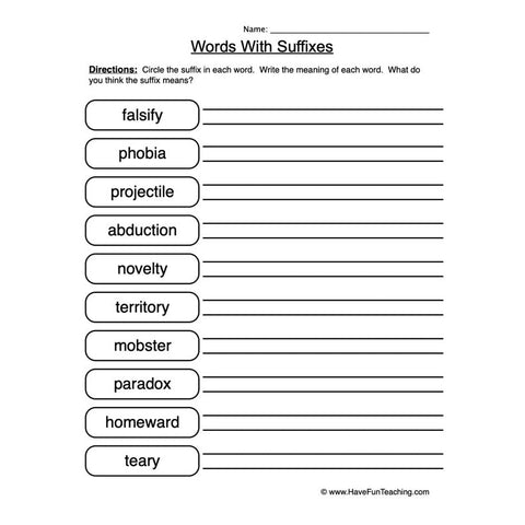 Suffix Worksheet 4
