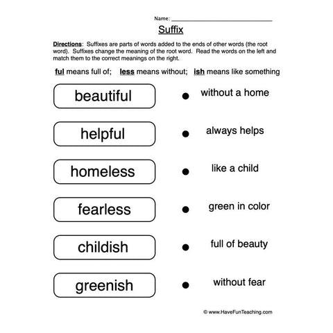 Suffix Worksheet 6