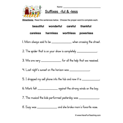 Suffixes 1 Worksheet