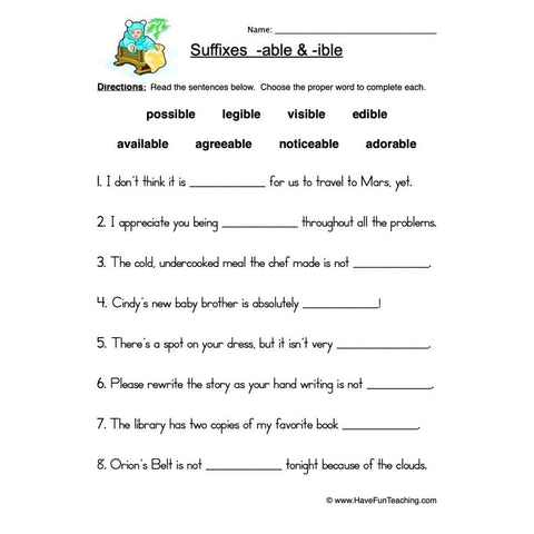Suffixes Worksheet 3