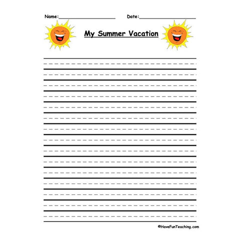 Summer Vacation Letter Worksheet