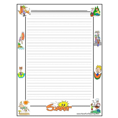 Summer Writing Paper Worksheet