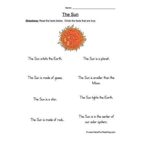 Sun Worksheet 2