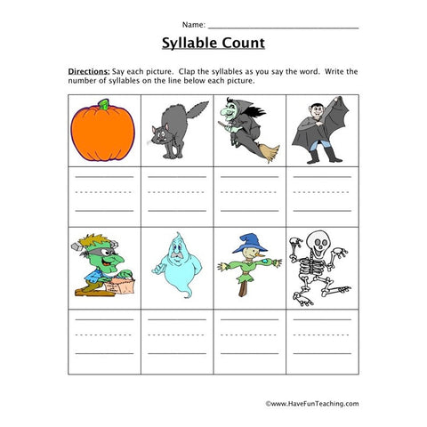 Syllable Worksheet