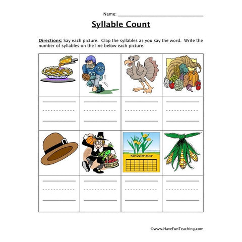 Syllable Worksheet 2