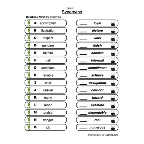 Synonyms Worksheet 2
