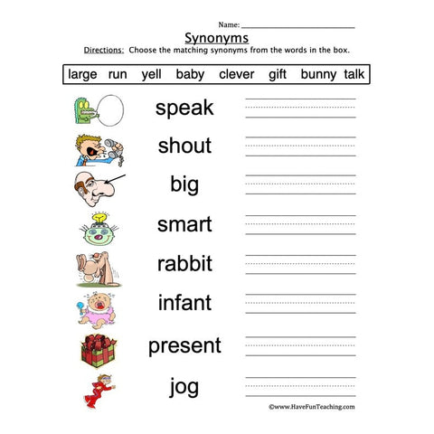 Synonyms Worksheet 5