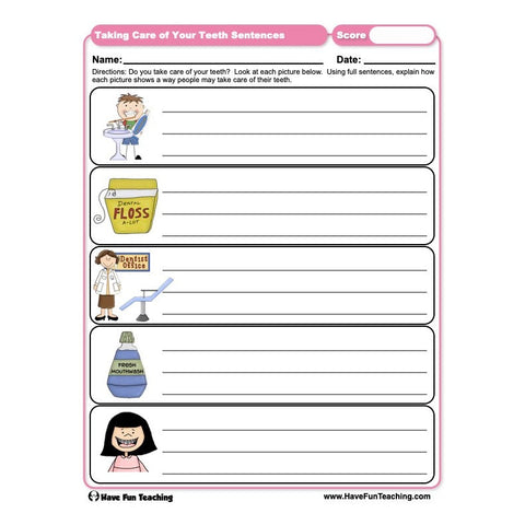 Taking Care of Your Teeth Worksheet