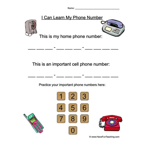 Telephone Number Worksheet 2