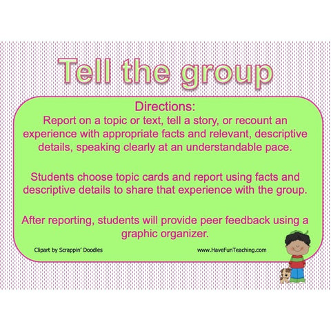 Tell the Group Speaking and Listening Game