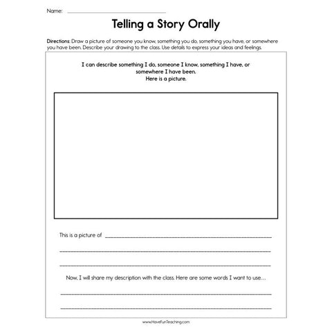 Telling a Story Orally Worksheet