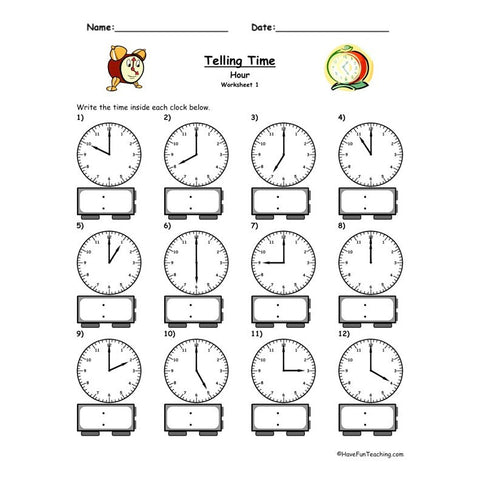 Telling Time Analog Digital Hour Worksheet