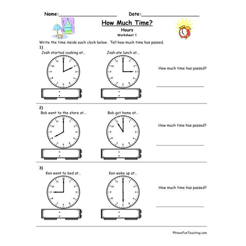 Telling Time Clock Hour Worksheet