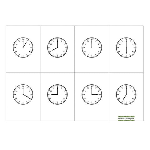 Telling Time Hour Clock Bingo Worksheet 2