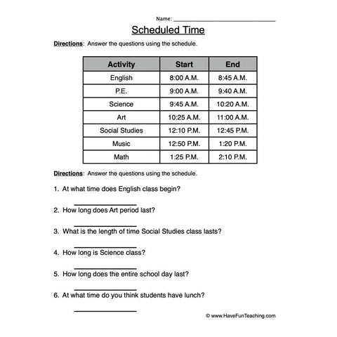 Telling Time Worksheet 4