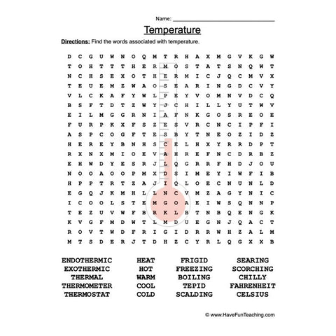 Temperature Worksheet