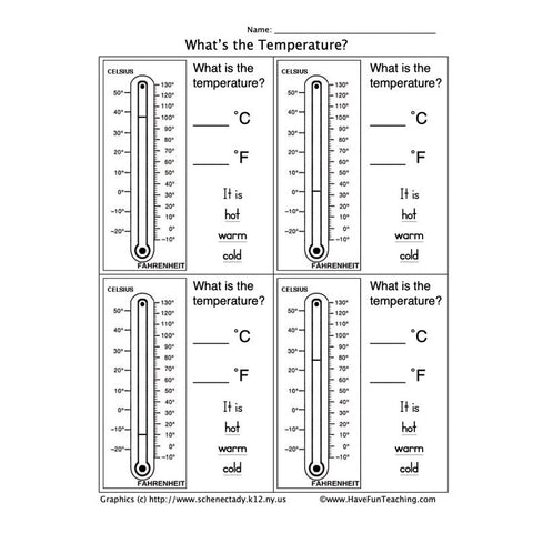 Temperature 1 Worksheet