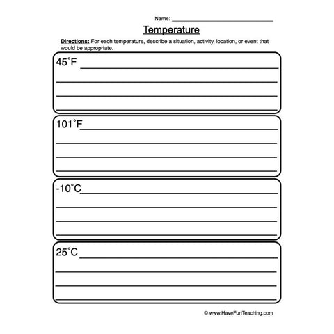 Temperature Worksheet 3