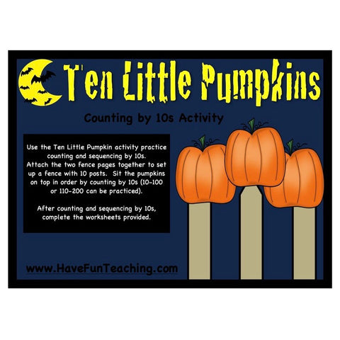 Ten Little Pumpkins Counting by 10 Game