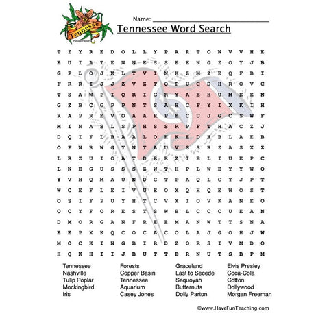 Tennessee Wordsearch Worksheet