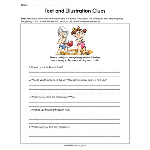 Text and Illustration Clues Worksheet